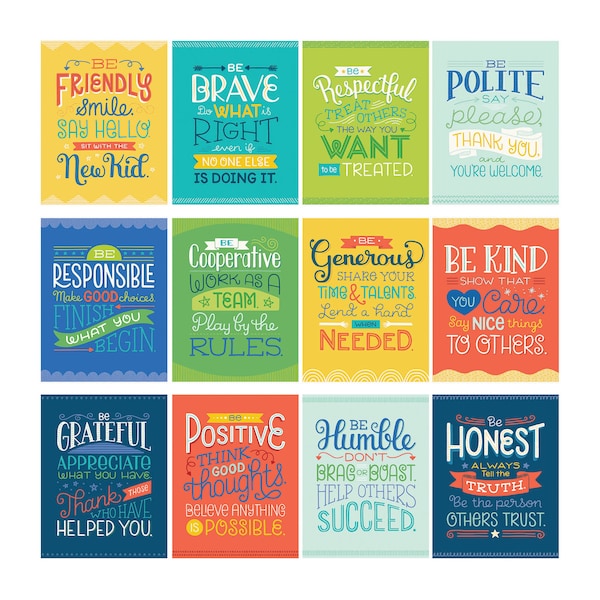 Carson Dellosa Mini Posters - Positive Character Traits Poster Set, 12 Pieces 106010 - main